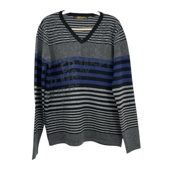 Ed Hardy by Christian Audigier Size XL Wool Blend Pullover Sweater V-Neck Unisex - Picture 2 of 8